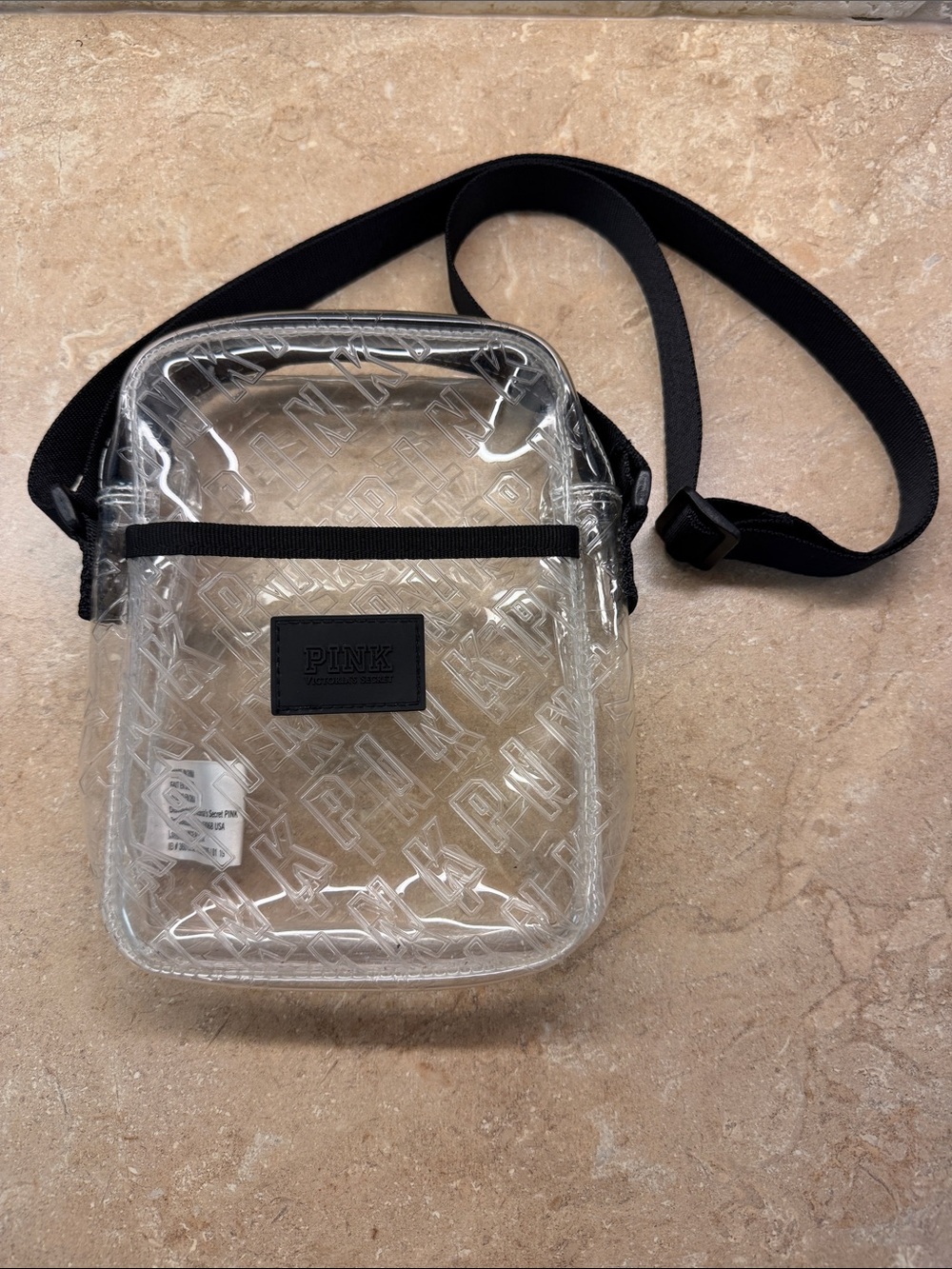 PINK Victoria's Secret Clear Crossbody Bag with Black Trim